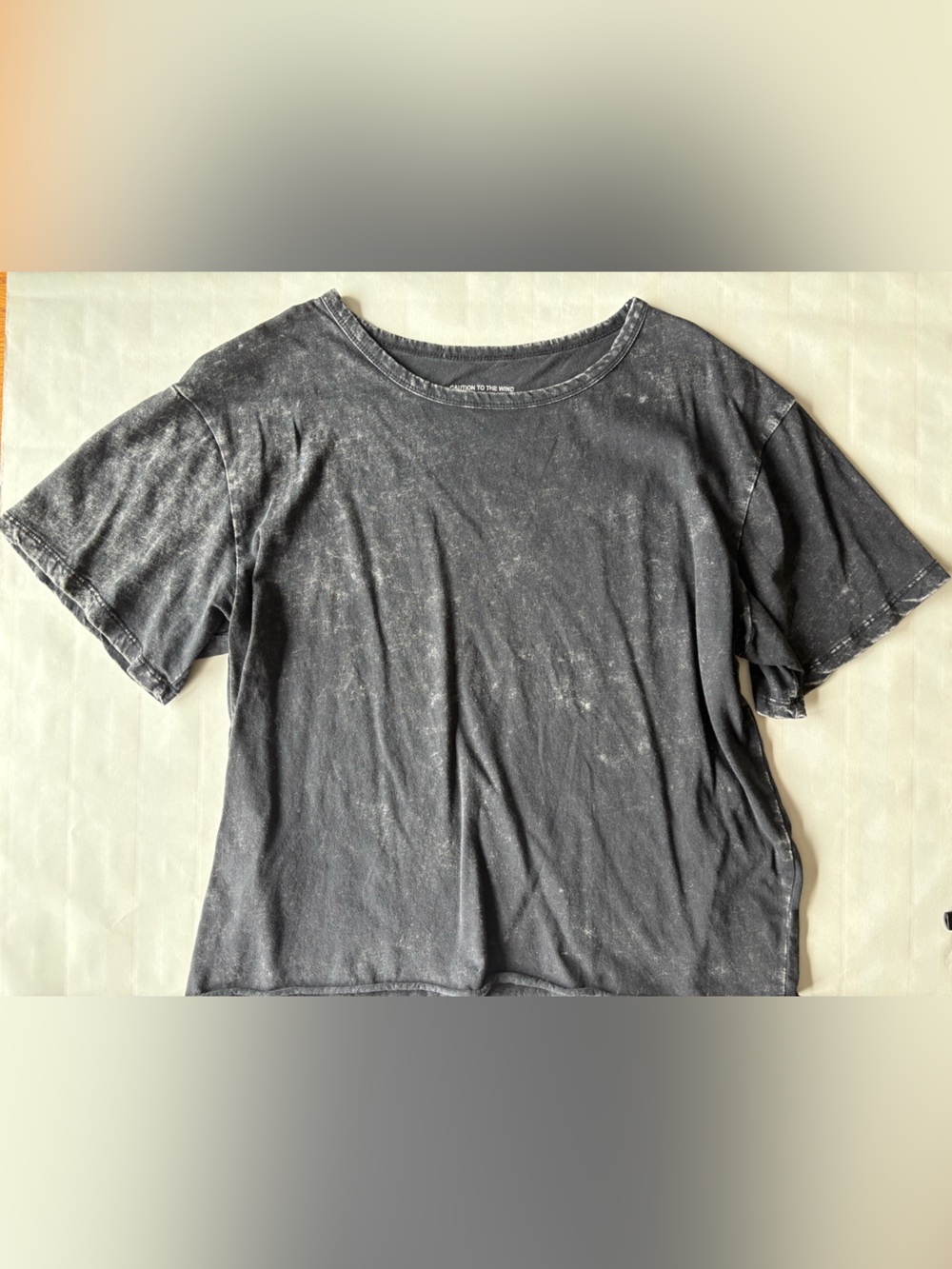 Caution To The Wind Black Mineral-Wash Crewneck Tee